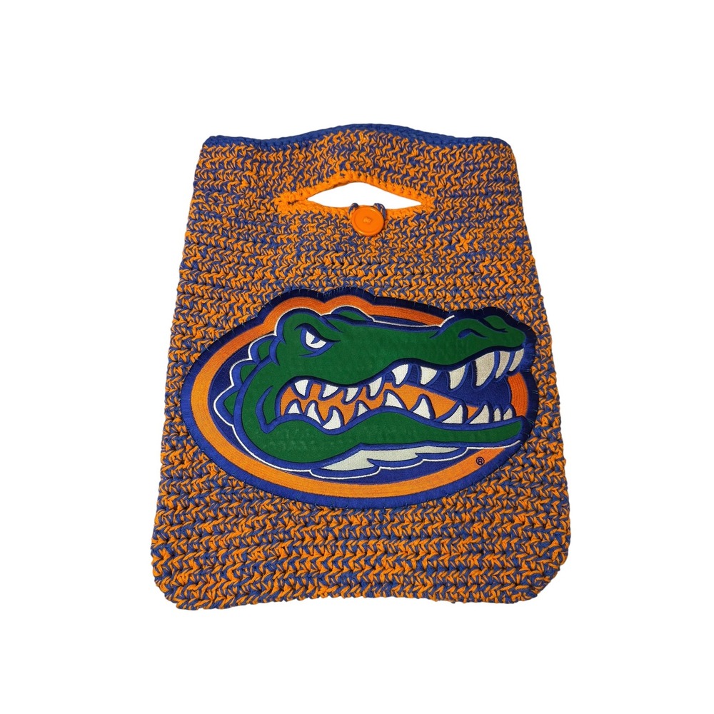 Florida Gators Crochet Tote Bag Handmade Blue Orange Game Day Logo Large Handbag